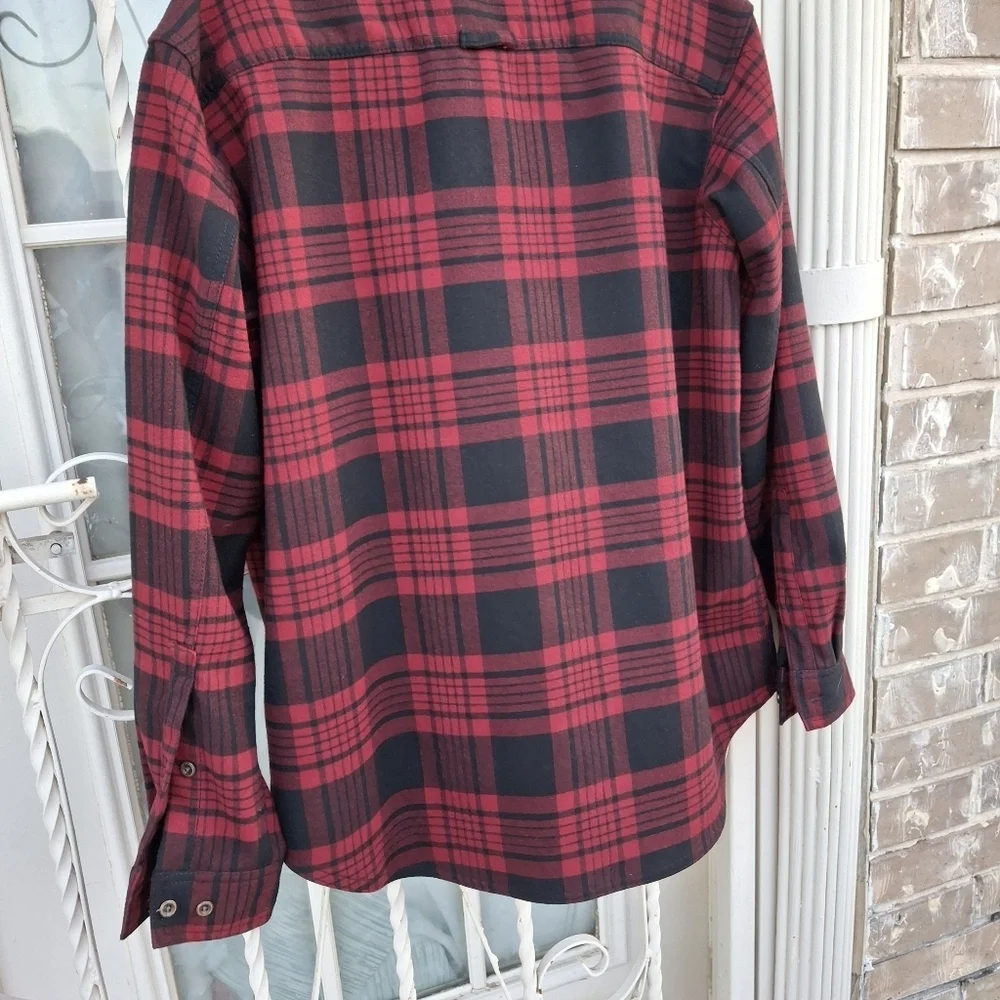 Columbia Sportswear Red Plaid Button-Up Long Sleeve Shirt Jacket  Men Size Large